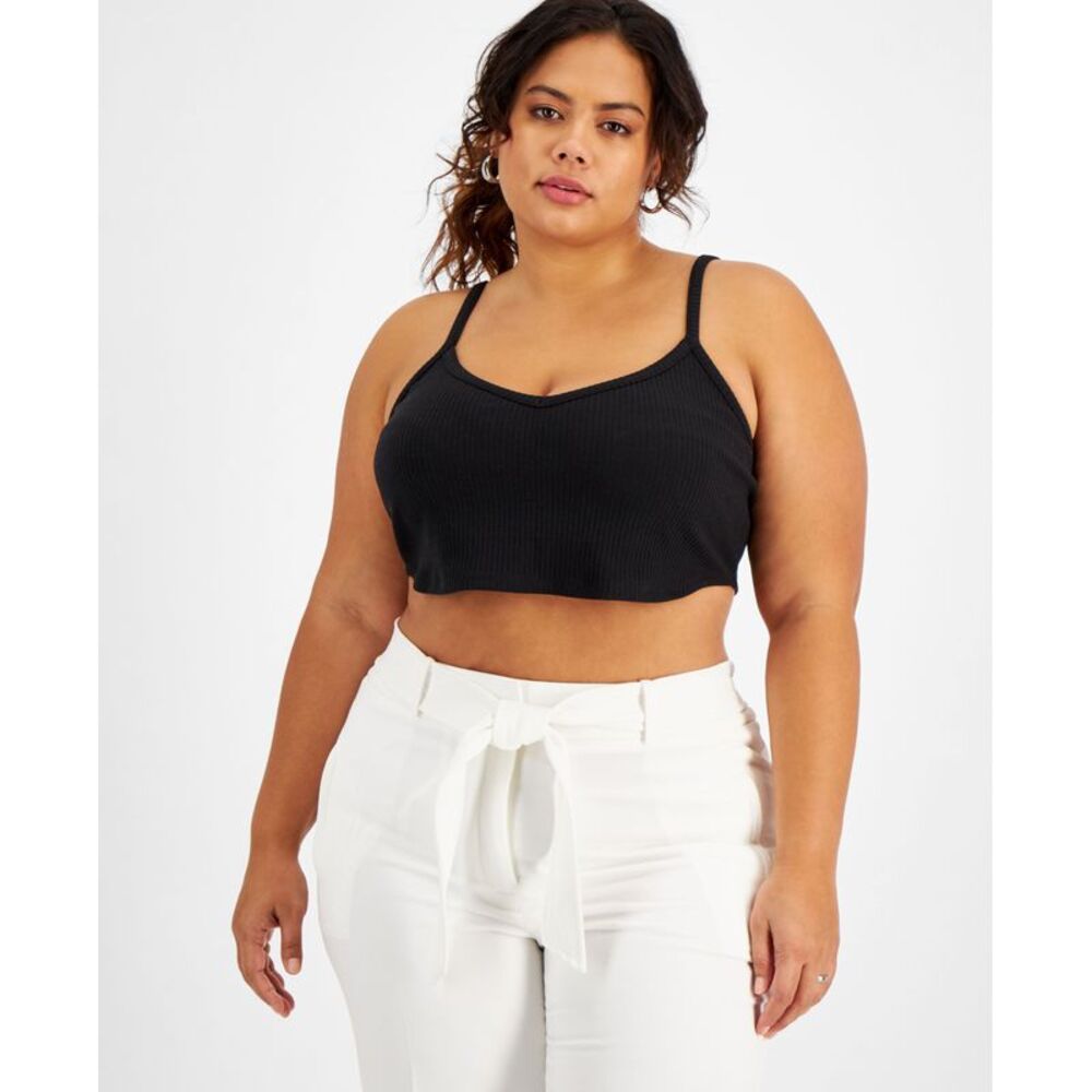 Bar III Plus Size Ribbed Knit Crop Top